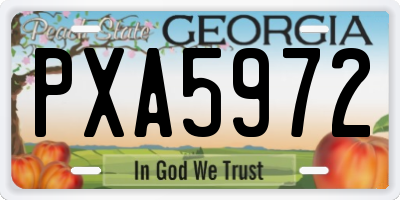 GA license plate PXA5972