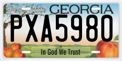 GA license plate PXA5980