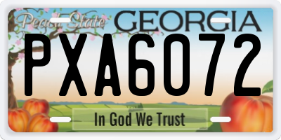 GA license plate PXA6072