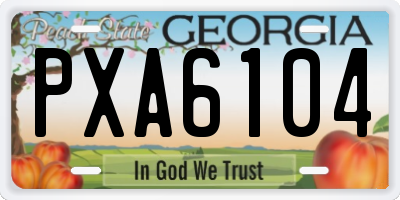 GA license plate PXA6104