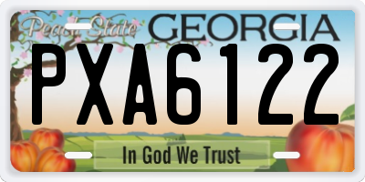 GA license plate PXA6122