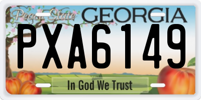 GA license plate PXA6149