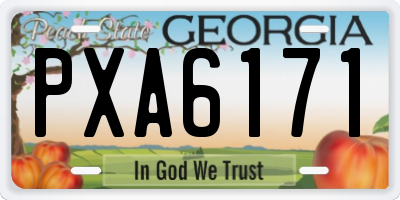 GA license plate PXA6171