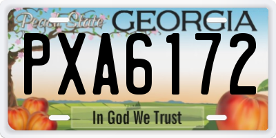 GA license plate PXA6172
