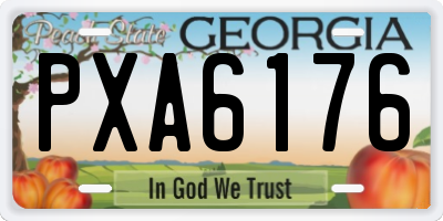 GA license plate PXA6176