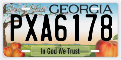GA license plate PXA6178