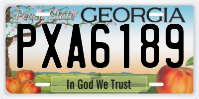 GA license plate PXA6189
