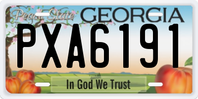 GA license plate PXA6191