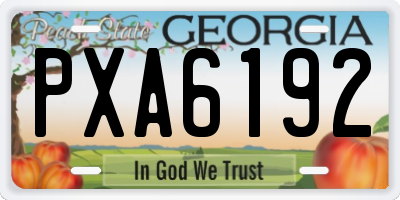 GA license plate PXA6192