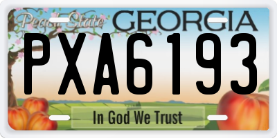GA license plate PXA6193