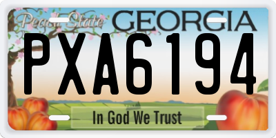 GA license plate PXA6194