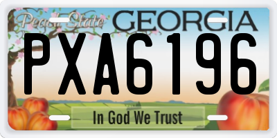 GA license plate PXA6196