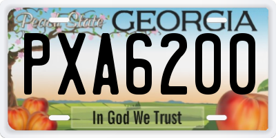 GA license plate PXA6200