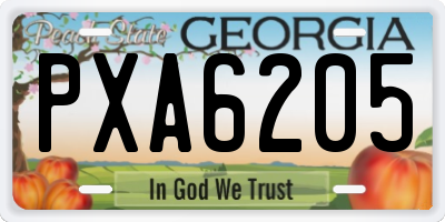 GA license plate PXA6205