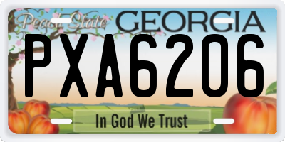 GA license plate PXA6206