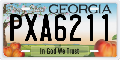 GA license plate PXA6211