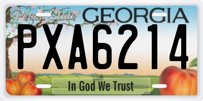 GA license plate PXA6214