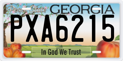 GA license plate PXA6215