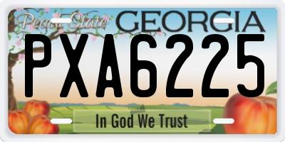 GA license plate PXA6225