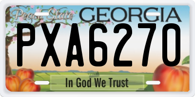 GA license plate PXA6270