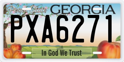 GA license plate PXA6271