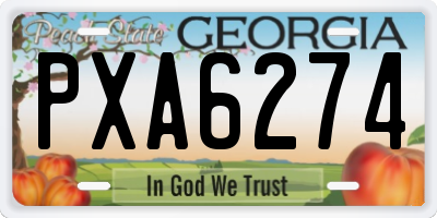 GA license plate PXA6274