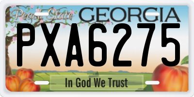 GA license plate PXA6275