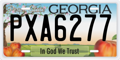 GA license plate PXA6277