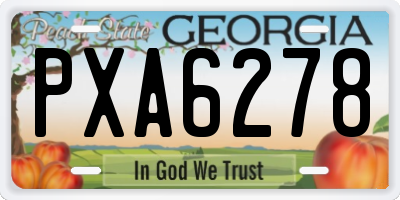 GA license plate PXA6278