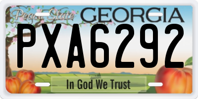 GA license plate PXA6292
