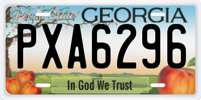 GA license plate PXA6296