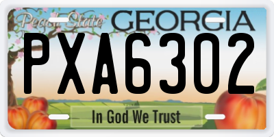 GA license plate PXA6302