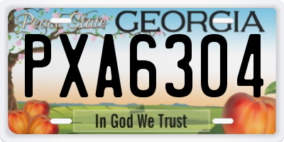 GA license plate PXA6304