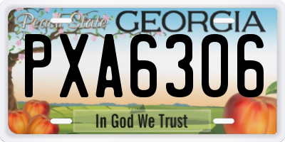 GA license plate PXA6306