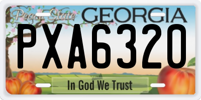 GA license plate PXA6320