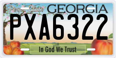 GA license plate PXA6322