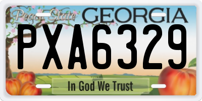 GA license plate PXA6329