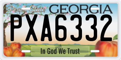 GA license plate PXA6332