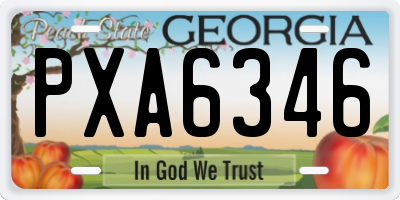 GA license plate PXA6346