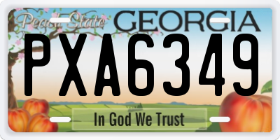 GA license plate PXA6349