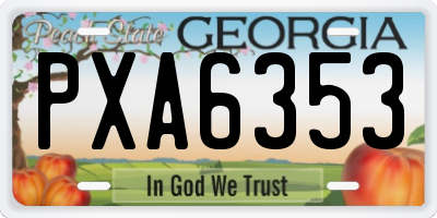 GA license plate PXA6353