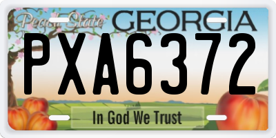 GA license plate PXA6372