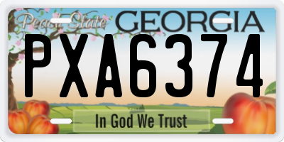 GA license plate PXA6374