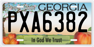 GA license plate PXA6382