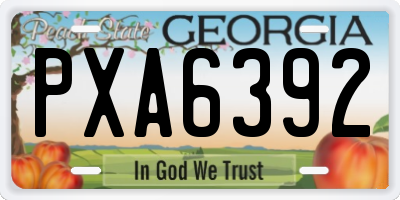 GA license plate PXA6392