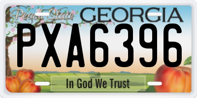 GA license plate PXA6396