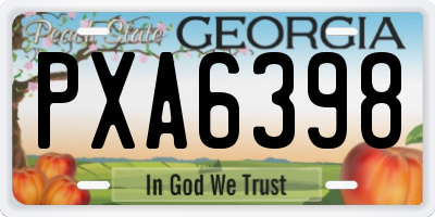 GA license plate PXA6398