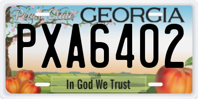 GA license plate PXA6402
