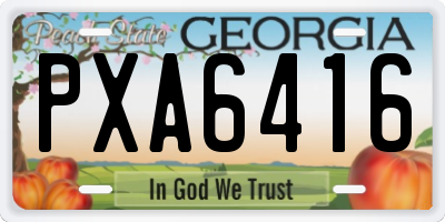 GA license plate PXA6416