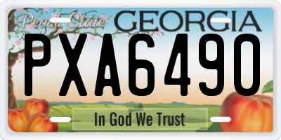 GA license plate PXA6490